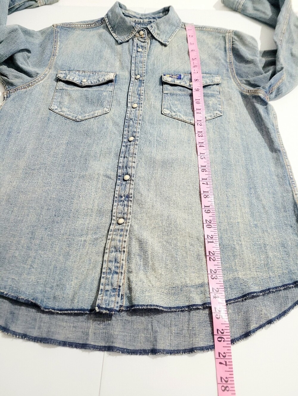 STS Ranchwear Western Denim Snap Shirt Women's Size Large 100% Cotton Pearl Snap - Picture 13 of 15
